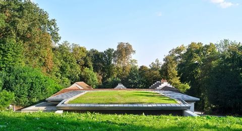 Détail du toit végétal de la salle de spectacle de Châteaufort