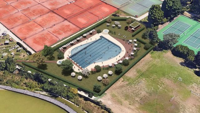 Vue aérienne concept piscine Tir aux pigeons